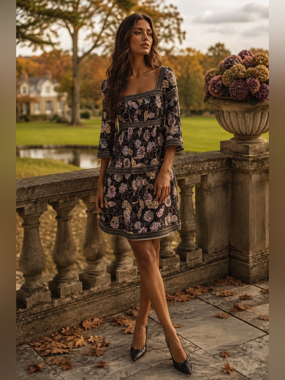 M by Missoni Printed Square Neck Shift Mini Dress XS | Italian Floral Boho Luxe